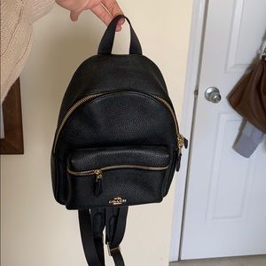 Mini Coach Backpack Black Leather